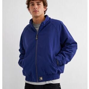 Carhartt Vintage Blue Fleece Lined Bomber Jacket Men's XL Full Zip Workwear Coat